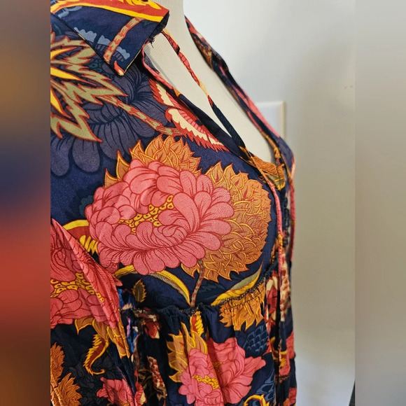 Jaase Women's Size XS Fall Floral Boho Flowy Hippie Top Rayon New w/ Tag - Picture 5 of 11